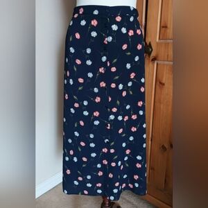 Red herring Floral Maxi Skirt - Navy with Pink and White Flowers NWT